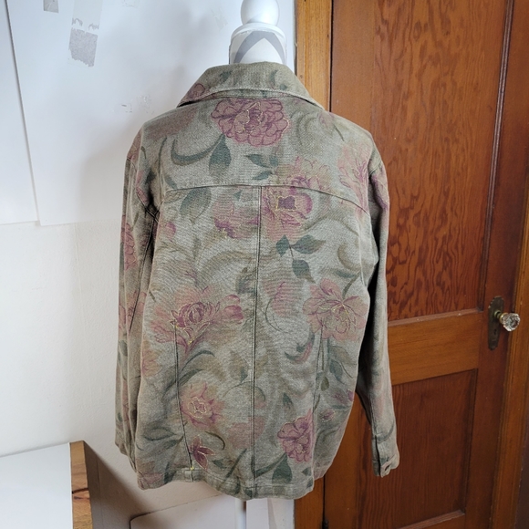 Womans Chicos Design Jade Rose Metallic Thread Jacket Button Front Size 3 - Picture 5 of 10